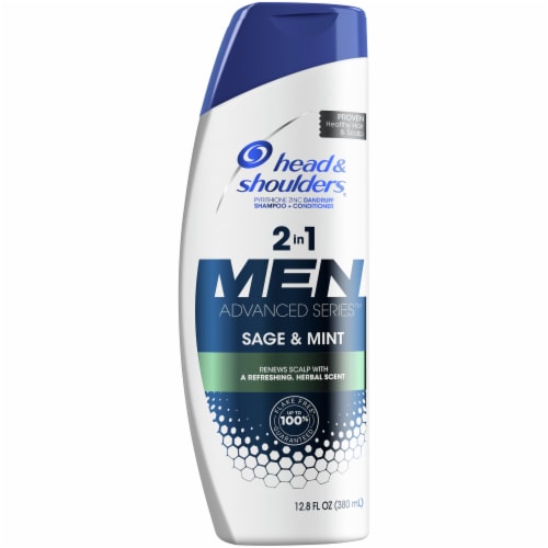 Head and Shoulders Advanced Series Sage and Mint 2-in-1 Shampoo and Conditioner for Men Perspective: front