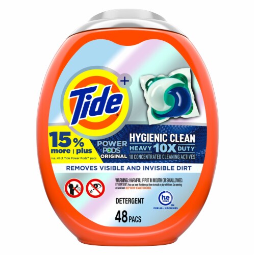 Tide Power PODs Hygienic Clean Heavy Duty Original Liquid Laundry Detergent Pacs Perspective: front