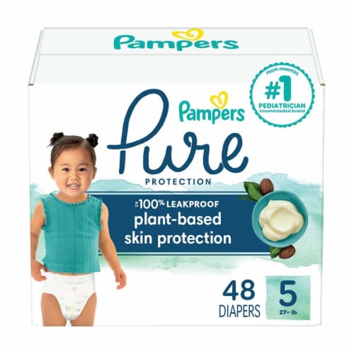 Pampers Pure Protection Diapers, Size 5 (27+lbs) Perspective: front
