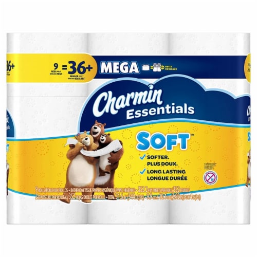 Charmin Essentials Soft Toilet Paper Tissue Mega Rolls Perspective: front