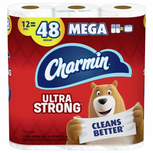 Charmin® Ultra Strong™ Toilet Paper Tissue Mega Rolls Perspective: front
