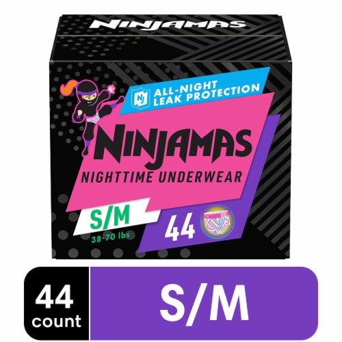 Ninjamas Nighttime Bedwetting Underwear Girls S/M Perspective: front