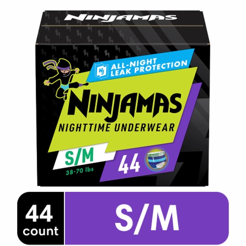 Ninjamas Nighttime Bedwetting Underwear Boys S/M (38-70 lbs) Perspective: front