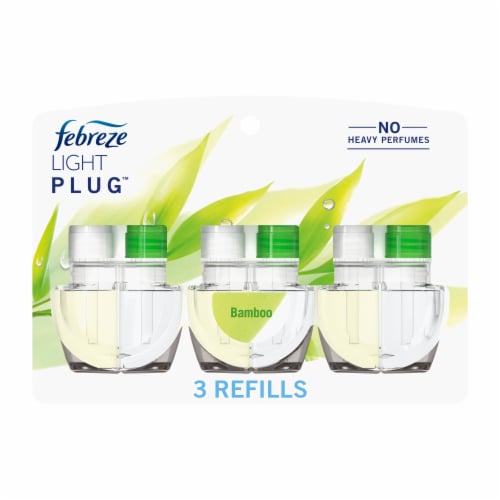 Febreze Plug In Air Freshener, Odor-Fighting Scented Oil Refill, Light Bamboo Scent Perspective: front