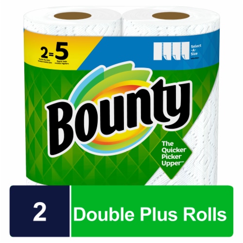 Bounty Double Plus Select-A-Size White Paper Towel Rolls Perspective: front