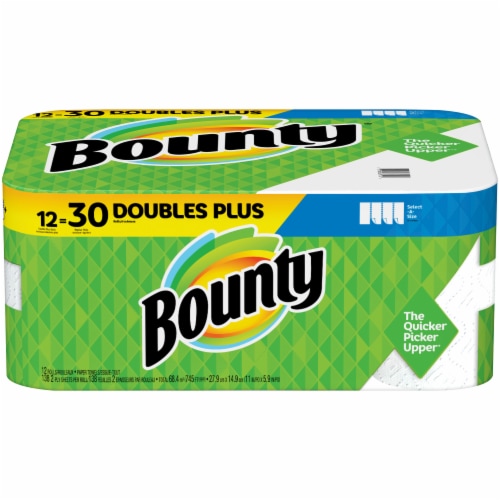 Bounty Quick-Size Paper Towels, White, 12 Family Rolls = 30