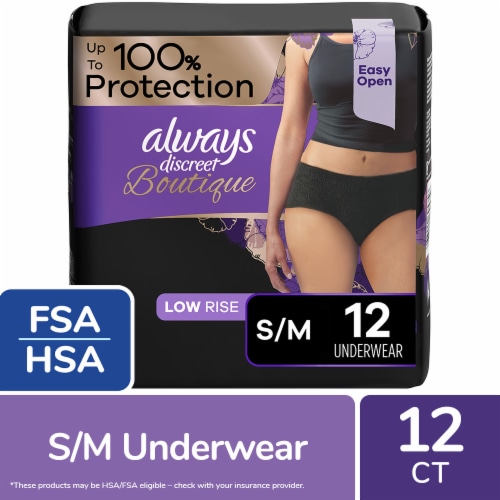 Always Discreet Boutique Black Low-Rise Maximum Size Small/Medium  Incontinence Underwear, 12 ct - City Market