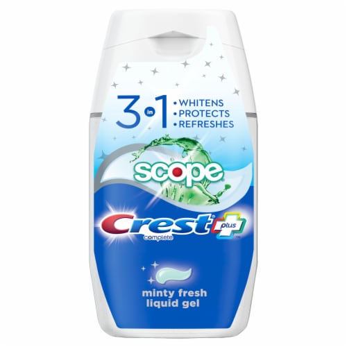 Crest Complete Plus Scope 3-In-1 Whitening Liquid Gel Toothpaste Perspective: front