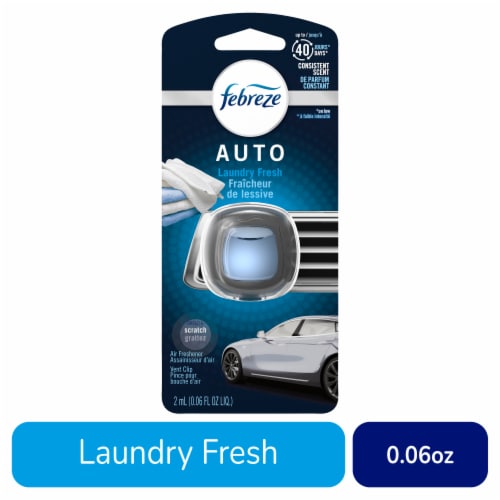 Febreze Auto Air Freshener Odor-Fighting Automotive Vent Clip Laundry Fresh Scent Perspective: front
