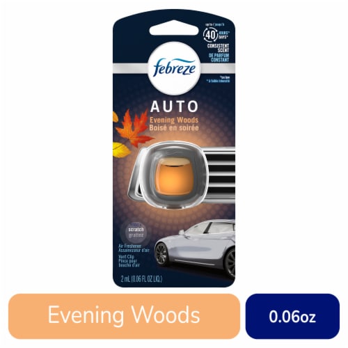 Febreze Evening Woods AUTO Odor-Eliminating Car Freshener Vent Clip Perspective: front