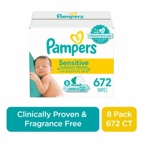 Pampers Sensitive Perfume Free Baby Wipes Perspective: front