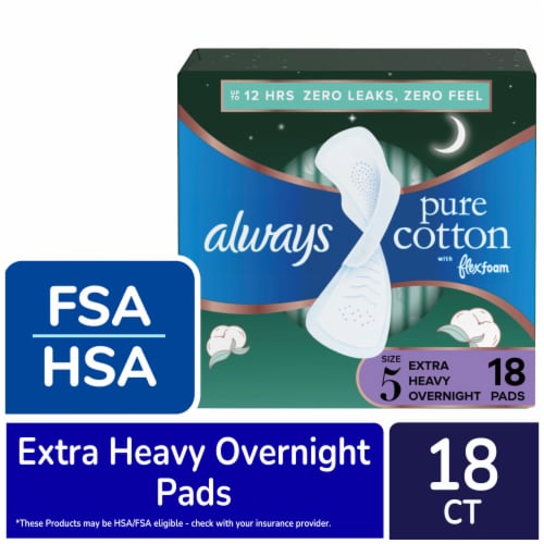 Always Maxi Pads with Wings Extra Heavy Overnight Absorbency Size 5  Unscented, 20 count - Kroger