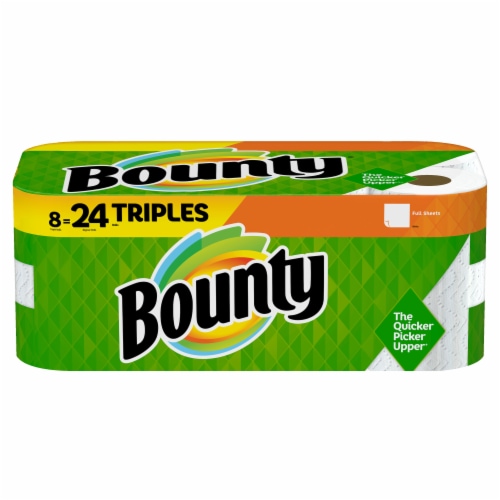Bounty Triple Roll Full Sheet White Paper Towels Perspective: front