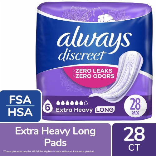 Always Discreet Adult Incontinence Pads for Women Extra Heavy Absorbency Long Length Perspective: front