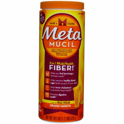 Metamucil Orange Smooth Fiber Powder Dietary Supplement Perspective: front