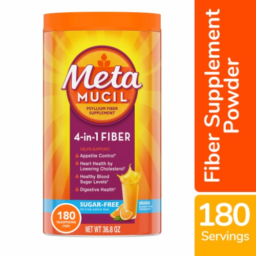Metamucil Orange Flavor Sugar Free Powder Perspective: front