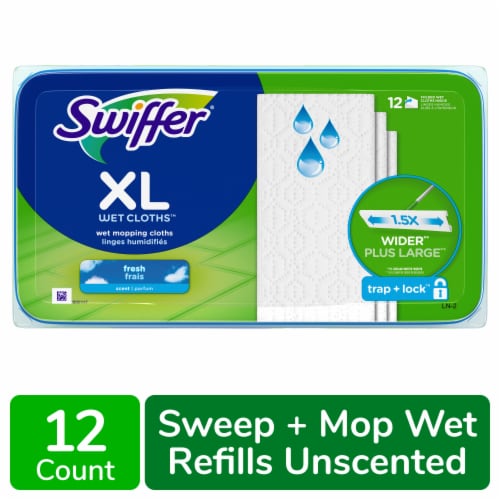 Swiffer Sweep + Mop XL Wet Pads Refill Floor Cleaner Cleaning Cloths Fresh Scent Perspective: front