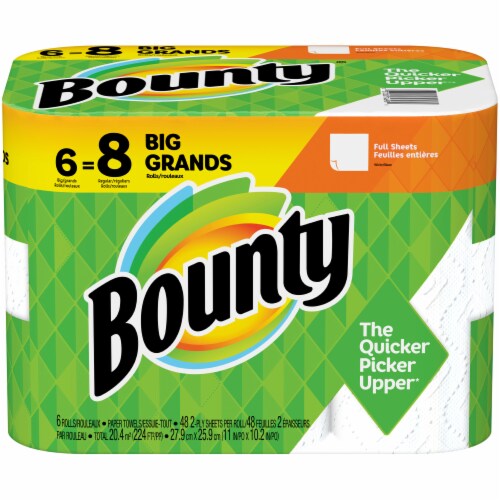 Bounty Full Sheets Big Roll White Paper Towels Perspective: front