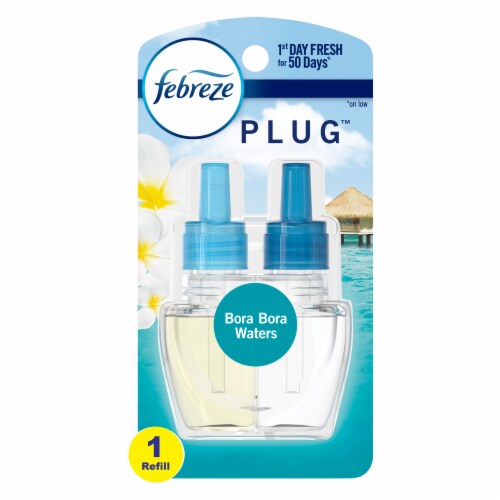Febreze Bora Bora Odor-Eliminating Fade Defy PLUG Air Freshener Oil Refill Perspective: front