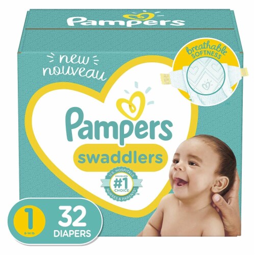 Pampers Swaddlers Newborn Diapers Size 1 Perspective: front