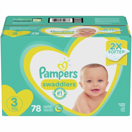 Pampers Swaddlers Diapers, Soft and Absorbent, Size 3, 78 Ct