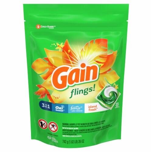 Gain Flings Island Fresh Laundry Detergent Pods Perspective: front