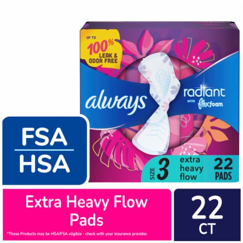 Always Radiant Size 3 Extra Heavy Absorbency Scented Pads Perspective: front