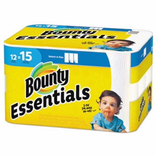 Procter & Gamble PGC75720 Bounty Essentials Select Size Paper Towels, White - Pack of 12 Perspective: front