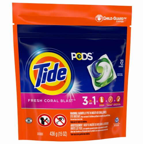 Tide Pods Fresh Coral Blast Laundry Detergent Pods Perspective: front