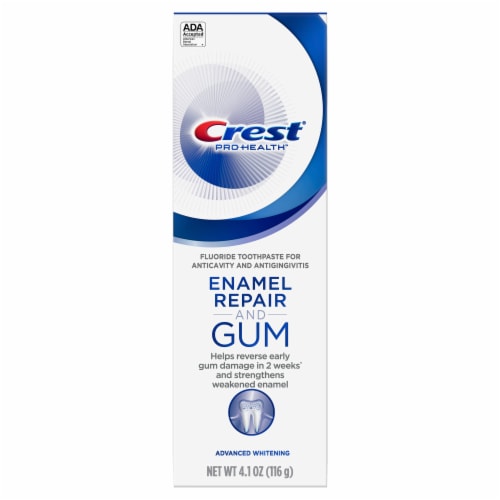 Crest Enamel Repair & Gum Advanced Whitening Anticavity Fluoride Toothpaste Perspective: front