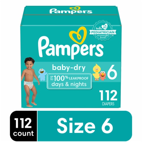 Pampers Baby Dry Diapers, Size 6 (35+ lb), Sesame Street, Jumbo