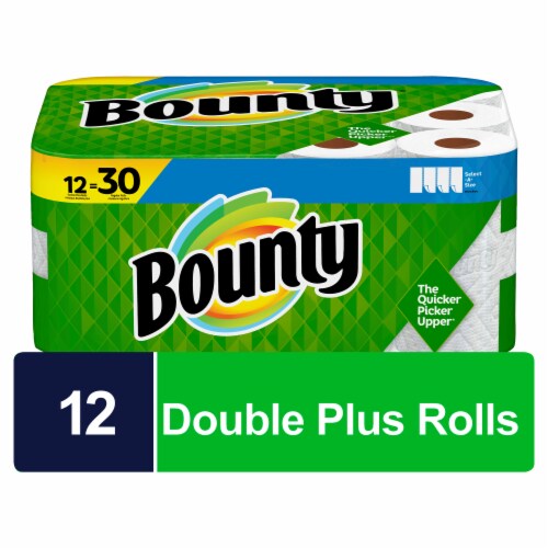 Bounty Double Plus Select-A-Size White Paper Towel Rolls Perspective: front