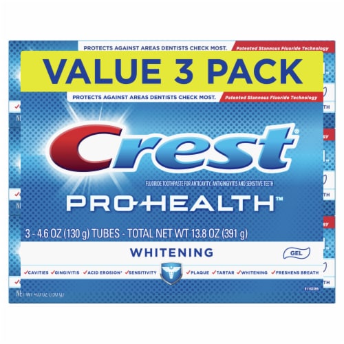 Crest® Pro-Health™ Whitening Fluoride Gel Toothpaste Multipack Perspective: front