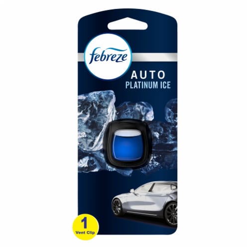 Febreze Platinum Ice Car Odor-Eliminating Car Freshener Vent Clip Perspective: front