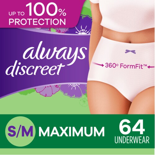 Always Discreet Size Small/Medium Incontinence Underwear, 64 ct - Harris  Teeter