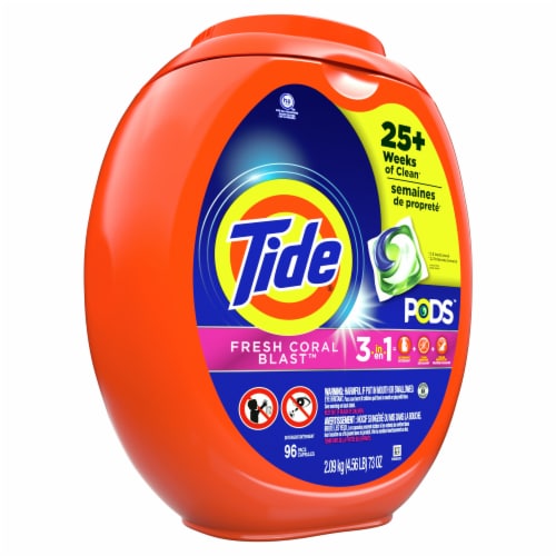 Tide® Fresh Coral Blast 3 in 1 Liquid Laundry Pods Perspective: front