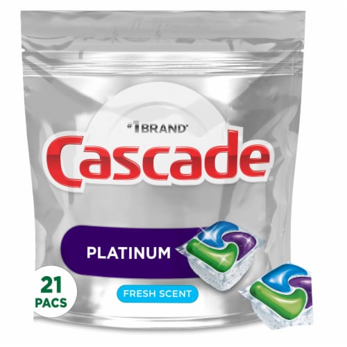 Cascade Platinum ActionPacs Fresh Scent Dishwasher Detergent Pods Perspective: front
