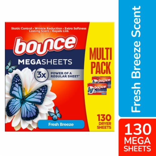 Bounce Outdoor Fresh Scent WrinkleGuard Mega Dryer Sheets Perspective: front