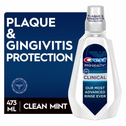 Crest Mint Pro-Health Alcohol Free Clinical Mouthwash Perspective: front