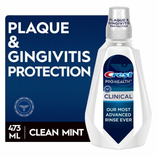 Crest Mint Pro-Health Alcohol Free Clinical Mouthwash Perspective: front