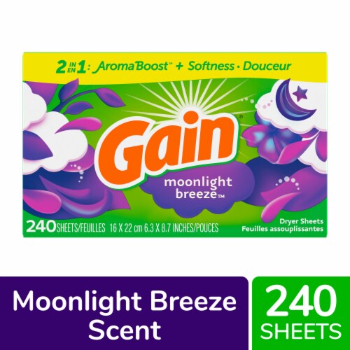 Gain Moonlight Breeze Fabric Softener Dryer Sheets Perspective: front