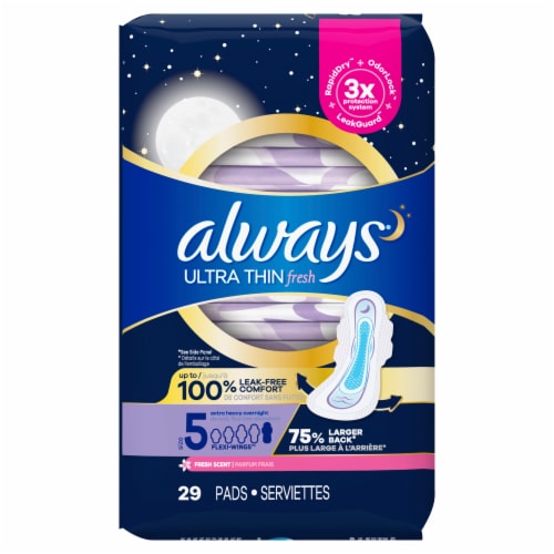 Always® Ultra Thin Size 5 Extra Heavy Overnight Pads with Wings