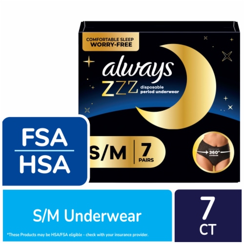 Always ZZZ Disposable Period Underwear Overnight Absorbency Size S/M Perspective: front