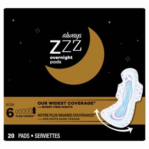 Always® ZZZ Size 6 Overnight Pads with Wings Perspective: front