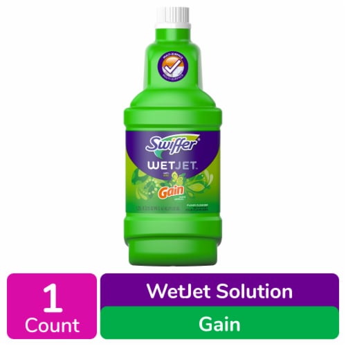 Swiffer WetJet Spray Mop Multi-Purpose and Hardwood Floor Cleaner Refill with Gain Scent Perspective: front