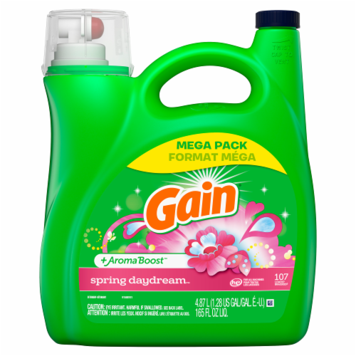 Gain Aroma Boost Spring Daydream Mega Pack Liquid Laundry Detergent Perspective: front