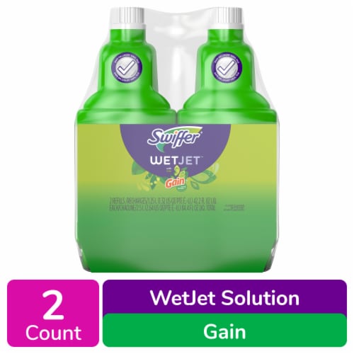 Swiffer WetJet Multi-Purpose and Hardwood Gain Scent Liquid Floor Cleaner Solution Refill Perspective: front