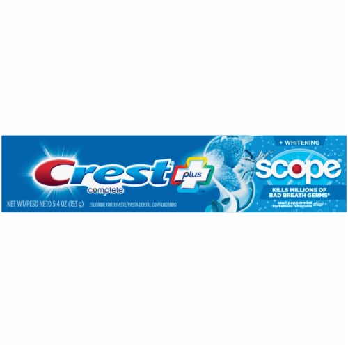 Crest + Scope Complete Whitening Toothpaste Cool Peppermint Perspective: front