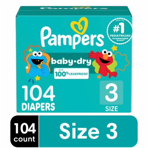 Pampers Baby Dry Baby Diapers Size 3 (16-28 lbs) Perspective: front