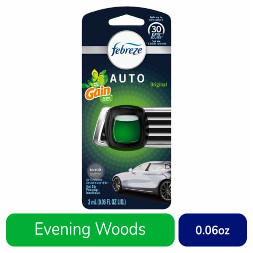 Febreze AUTO Air Freshener Odor-Fighting Automotive Vent Clip Gain Original Scent Perspective: front